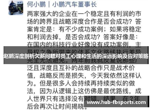 赵鹏深度剖析欠薪问题对员工心理和生活的深远影响及应对策略